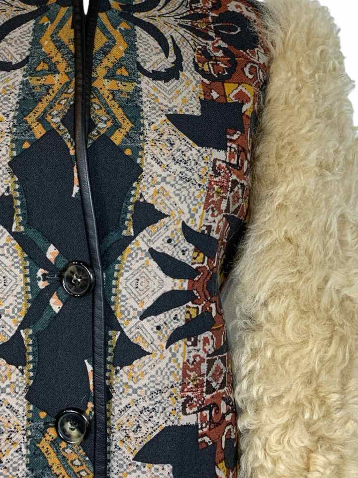 Etro Size 42 Pattern Wool Lambs Wool Sleeve Coat