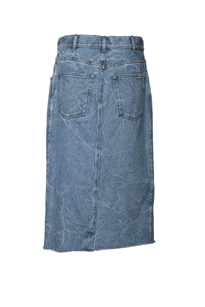 Dries Van Noten Size 38 Raw Edge Denim Midi Skirt