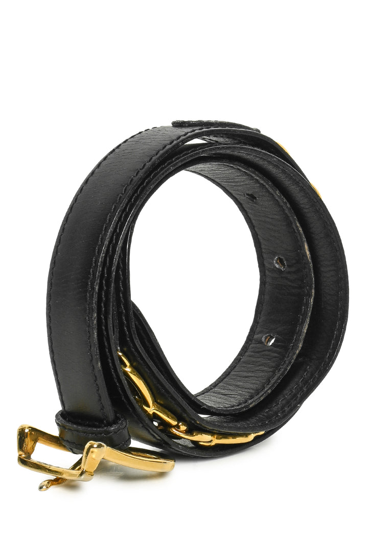 Celine Vintage Triomphe Chain Leather Skinny Belt