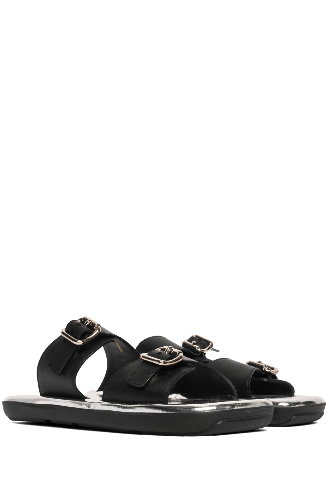 Prada Size 38 Buckled Flat Square Toe Sandals