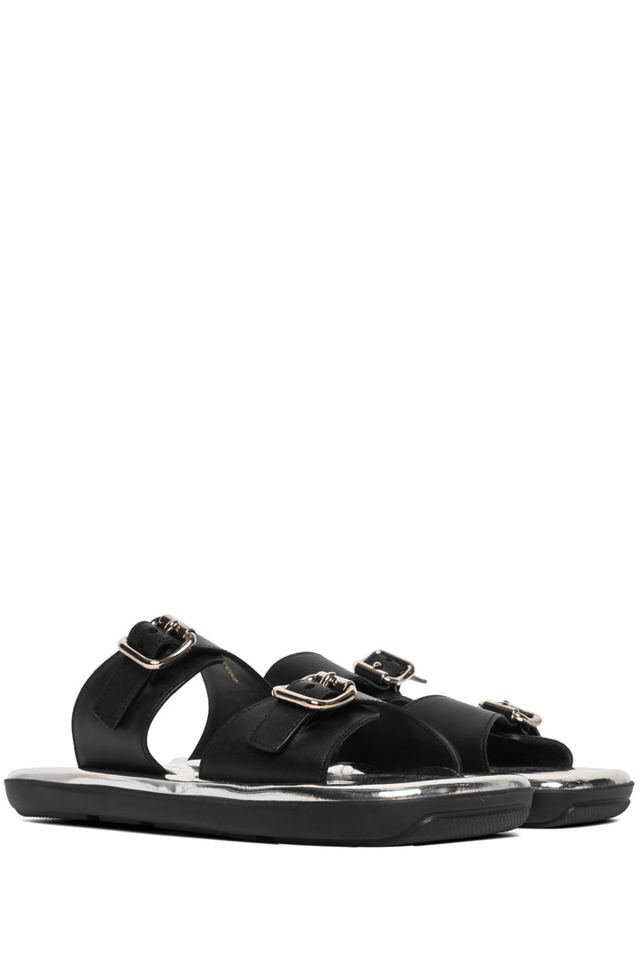 Prada Size 38 Buckled Flat Square Toe Sandals
