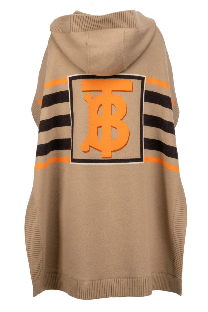 Burberry Size OS Logo Striped Wool & Cashmere Blend Poncho