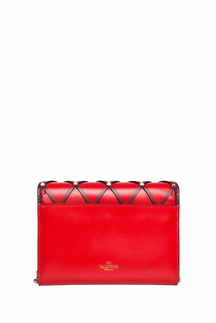 Valentino Leather Rockstud Beehive Wallet On Chain Crossbody