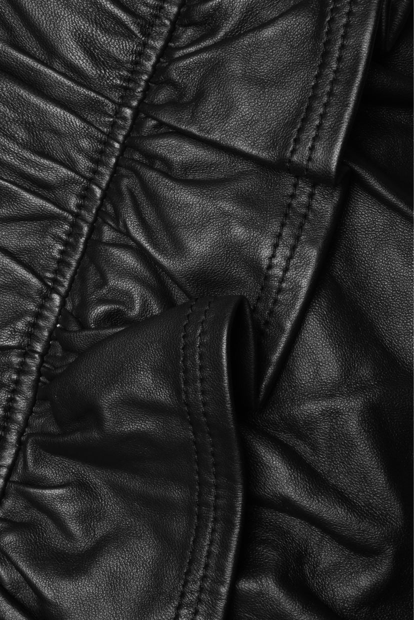 ALC Size 4 Ruffle Trim Lamb Leather Mini Skirt