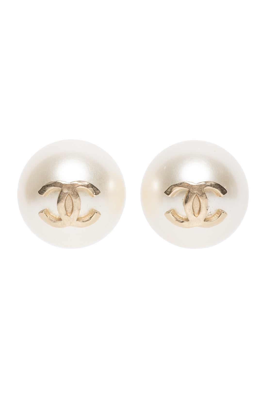 2019 Chanel Large Faux Pearl CC Earrings