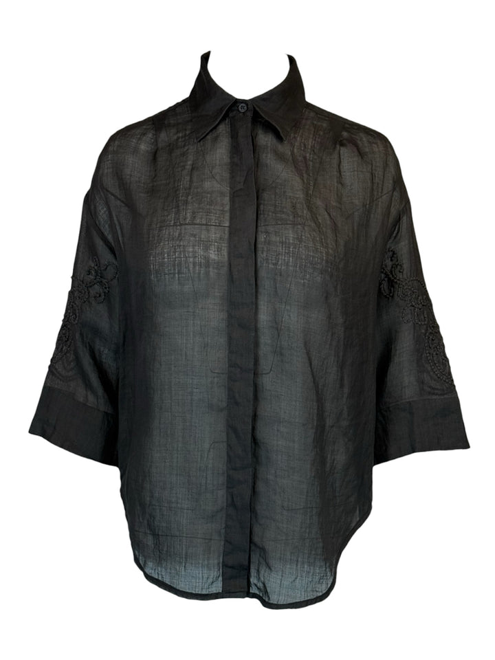 Lorena Antoniazzi Size XS Embroidered Sleeve Blouse