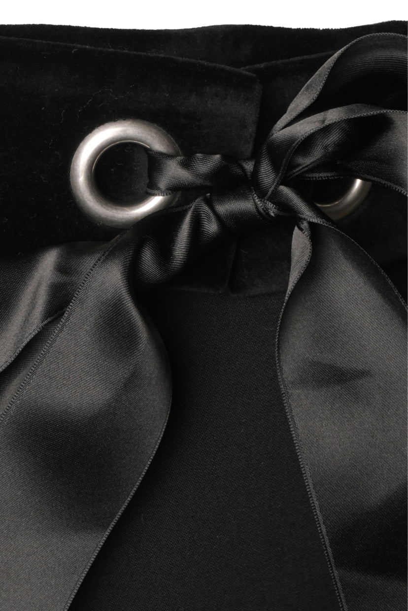 Alexander Mcqueen Size 42 Bow Embellished Velvet Paneled Wool Skirt