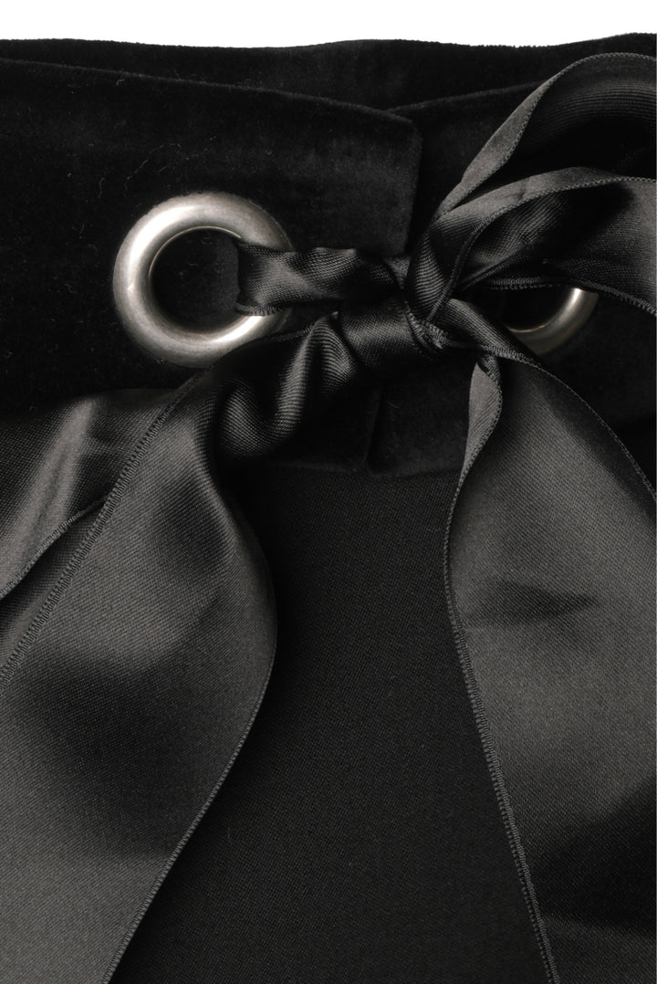 Alexander Mcqueen Size 42 Bow Embellished Velvet Paneled Wool Skirt