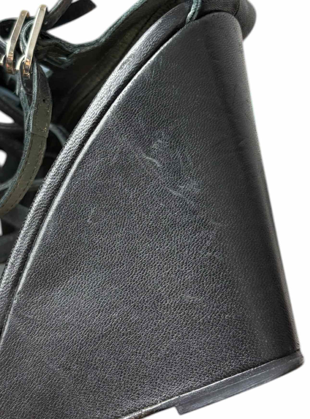 Chanel Size 38 Leather Gladiator Wedge Sandals