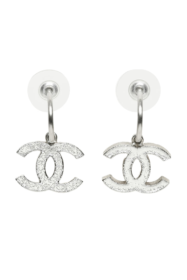 Chanel 2010 Glitter Enamel Interlocking CC Logo Drop Earrings
