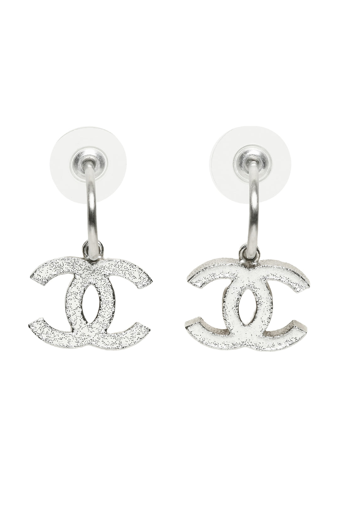 Chanel 2010 Glitter Enamel Interlocking CC Logo Drop Earrings