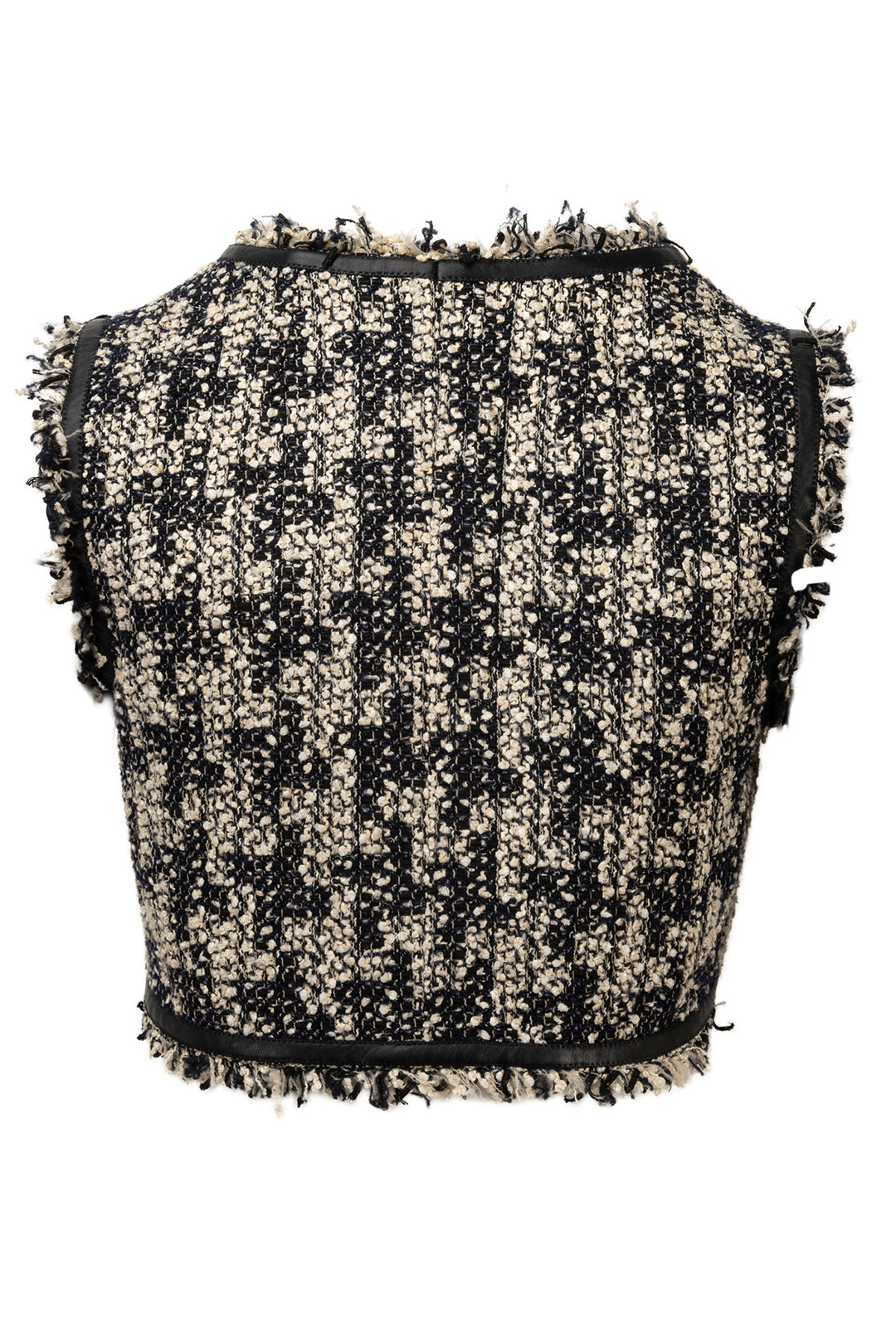 Chanel Size 36 2005 Tweed & Leather Cropped Vest