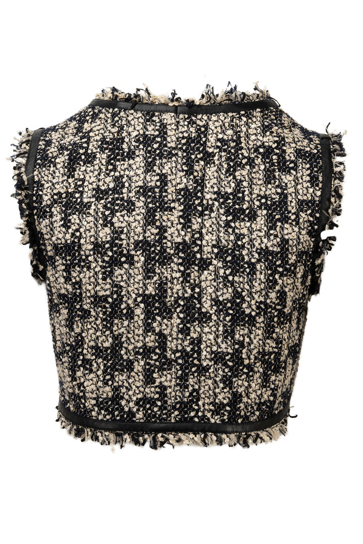 Chanel Size 36 2005 Tweed & Leather Cropped Vest