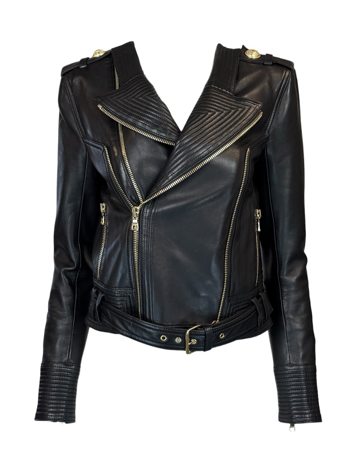 Balmain Size 38 Leather Biker Jacket