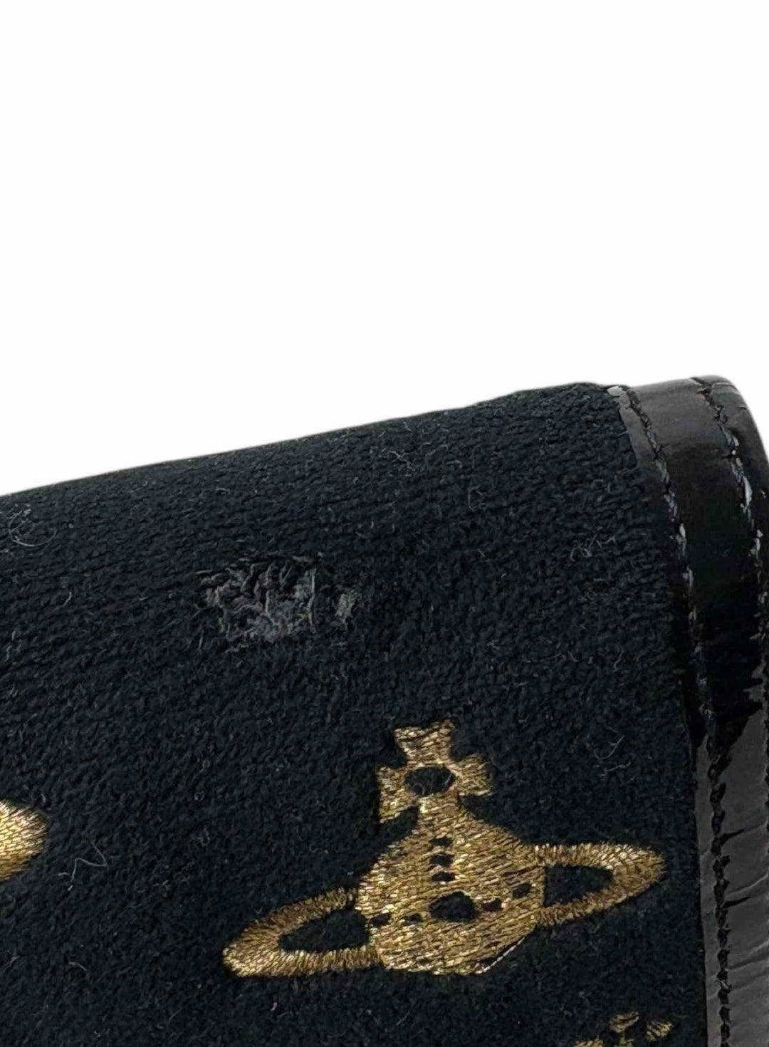 Vivienne Westwood Embroidered Logo Velvet & Leather Wallet