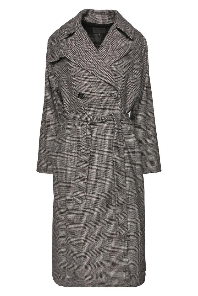 Nili Lotan Size XS Houndstooth Wool-Blend Trench Coat