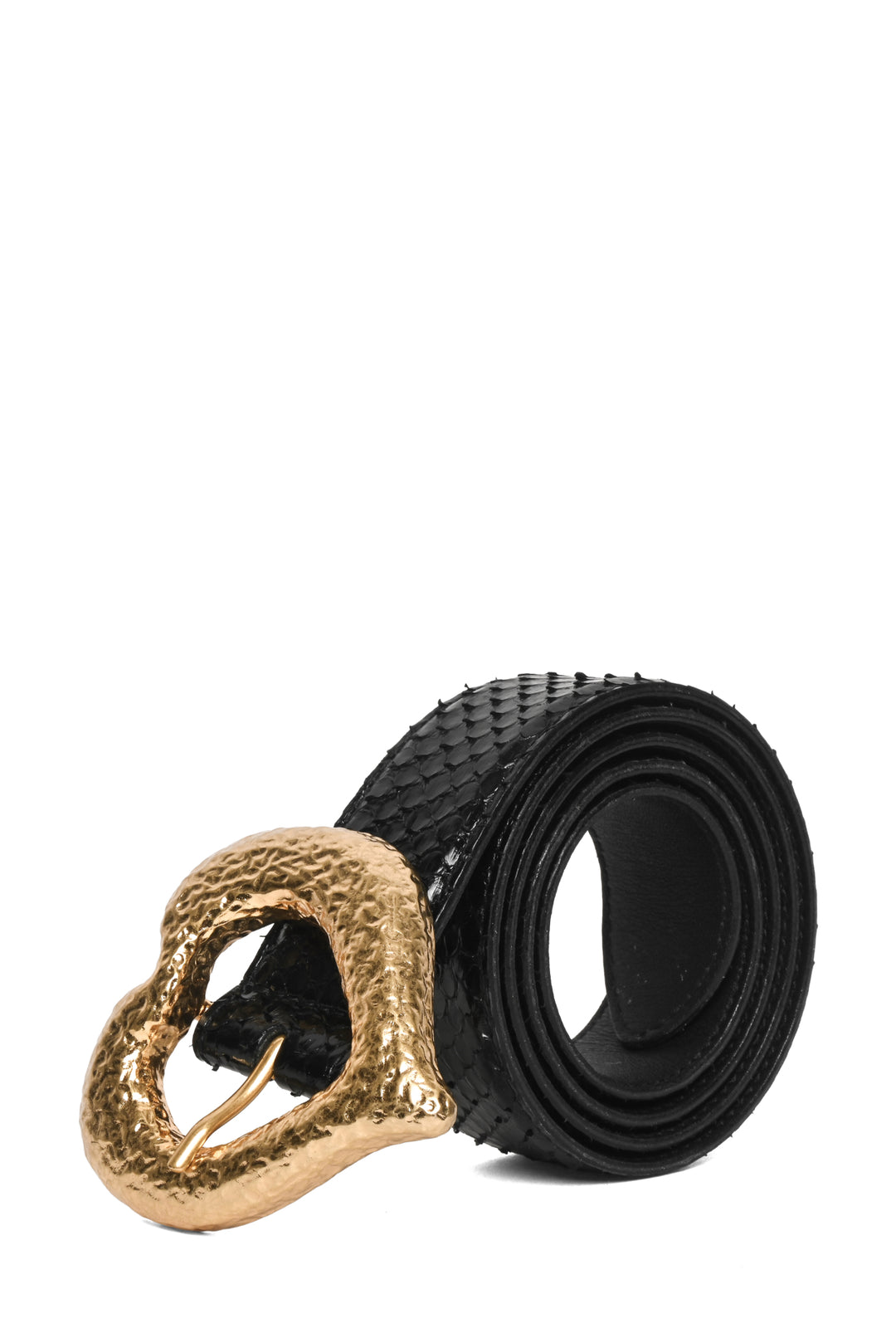 Saint Laurent Size 80 YSL Cintura Sintra Heart-Buckle Snakeskin Belt