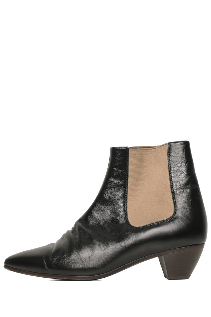 Celine Size 39 Leather D-Racer Chelsea Ankle Boots