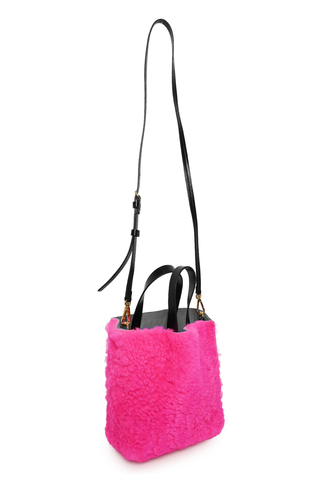 Marni Shearling Panelled Leather Museo Soft Mini Tote