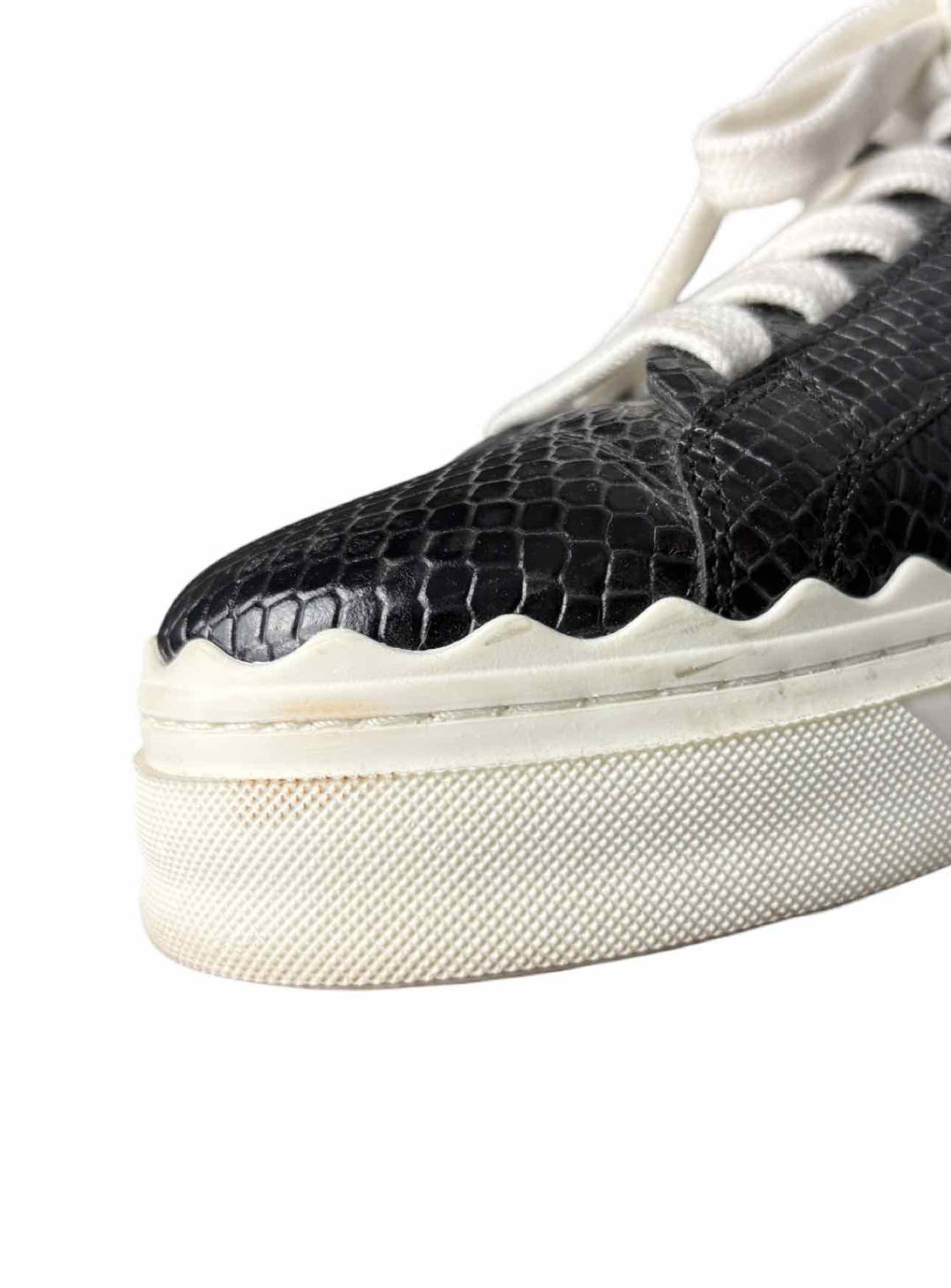 Chloe Size 37 Lauren Low-top Python-embossed Leathe Sneaker