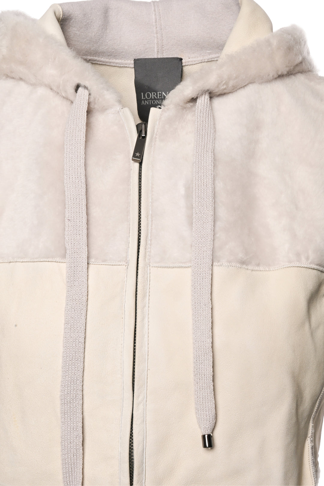 Lorena Antoniazzi Size 40 Shearling & Leather Patchwork Hooded Vest