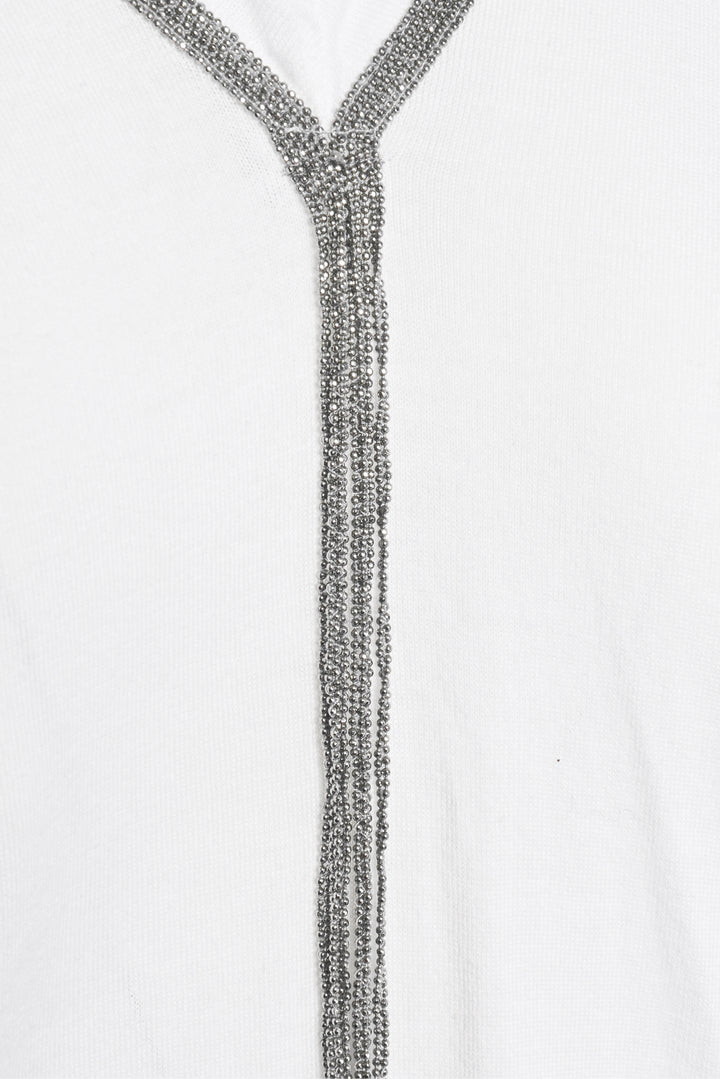 Brunello Cucinelli Size S Monili Beaded V-Neck Sweater