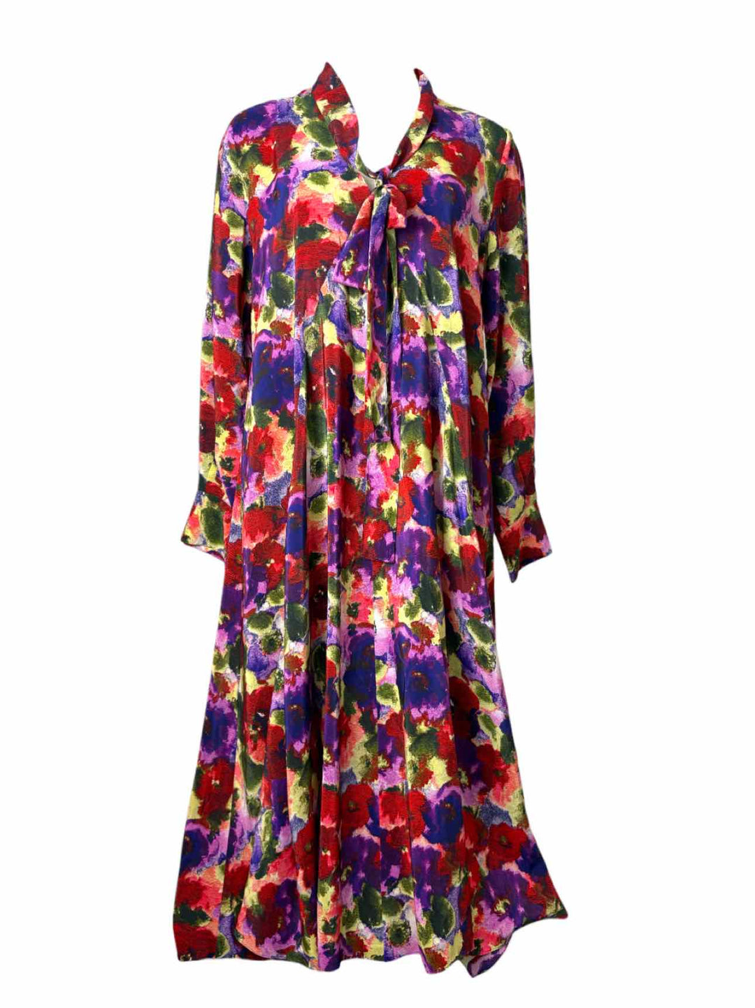 Carolina Herrera Size M Floral Print Silk Oversized Dress