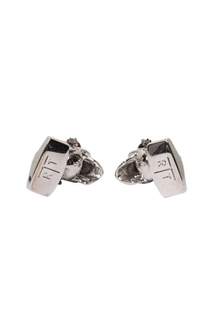 Tateossian Rhodium-Plated Skull Cufflinks