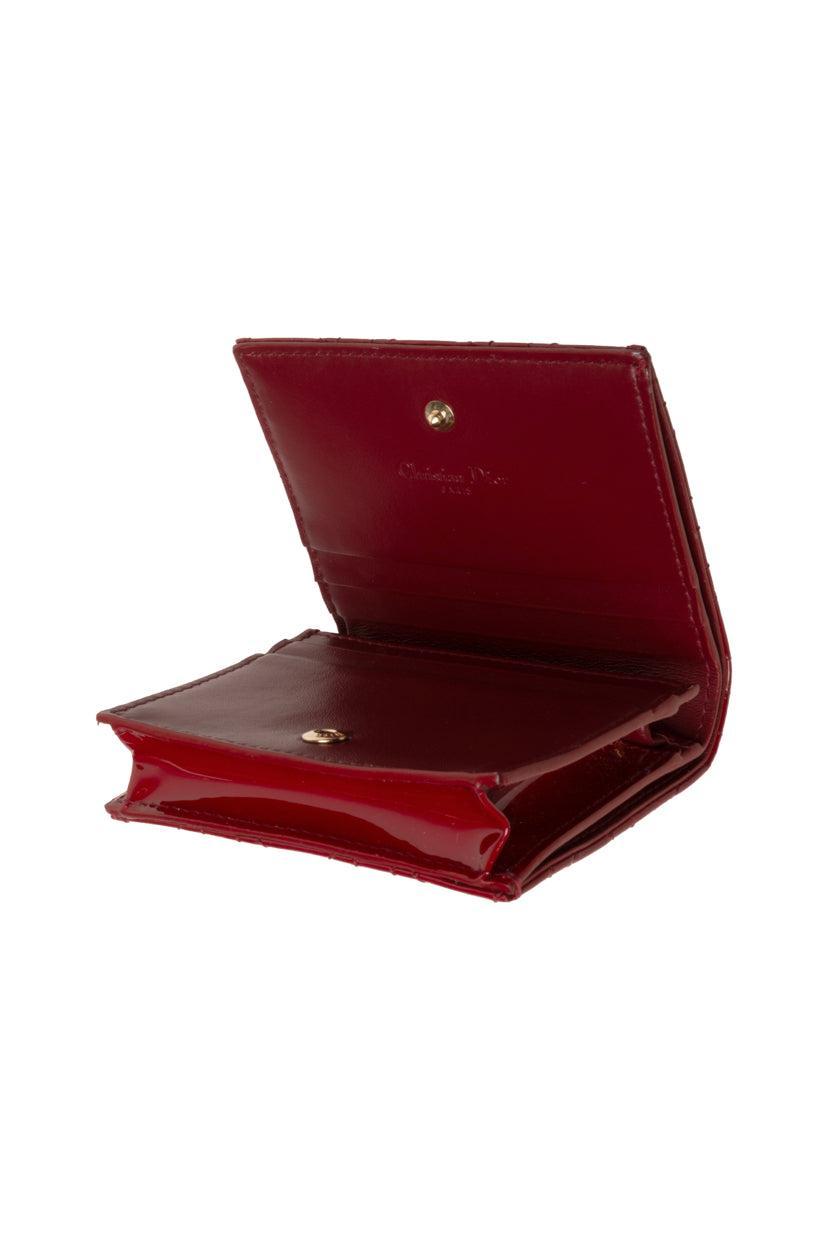 Christian Dior Patent Cannage Calfskin Mini Lady Dior Gardenia Wallet