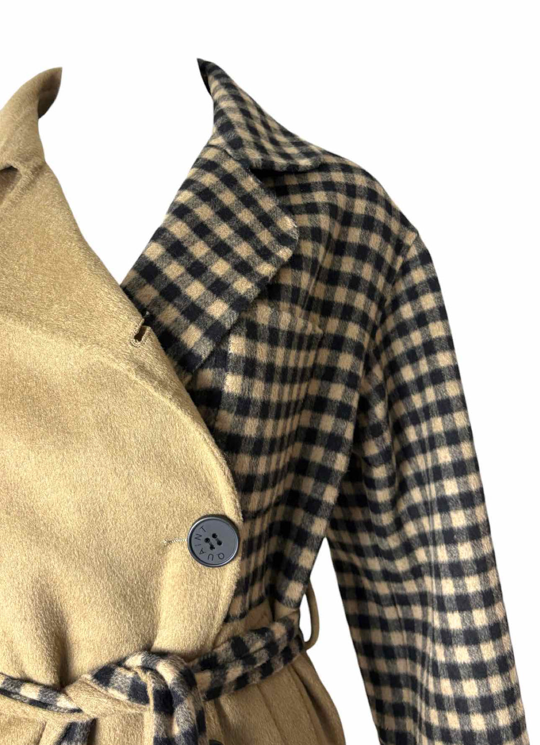 by Quaint Size XXS Check Wool Blend Full Length Coat