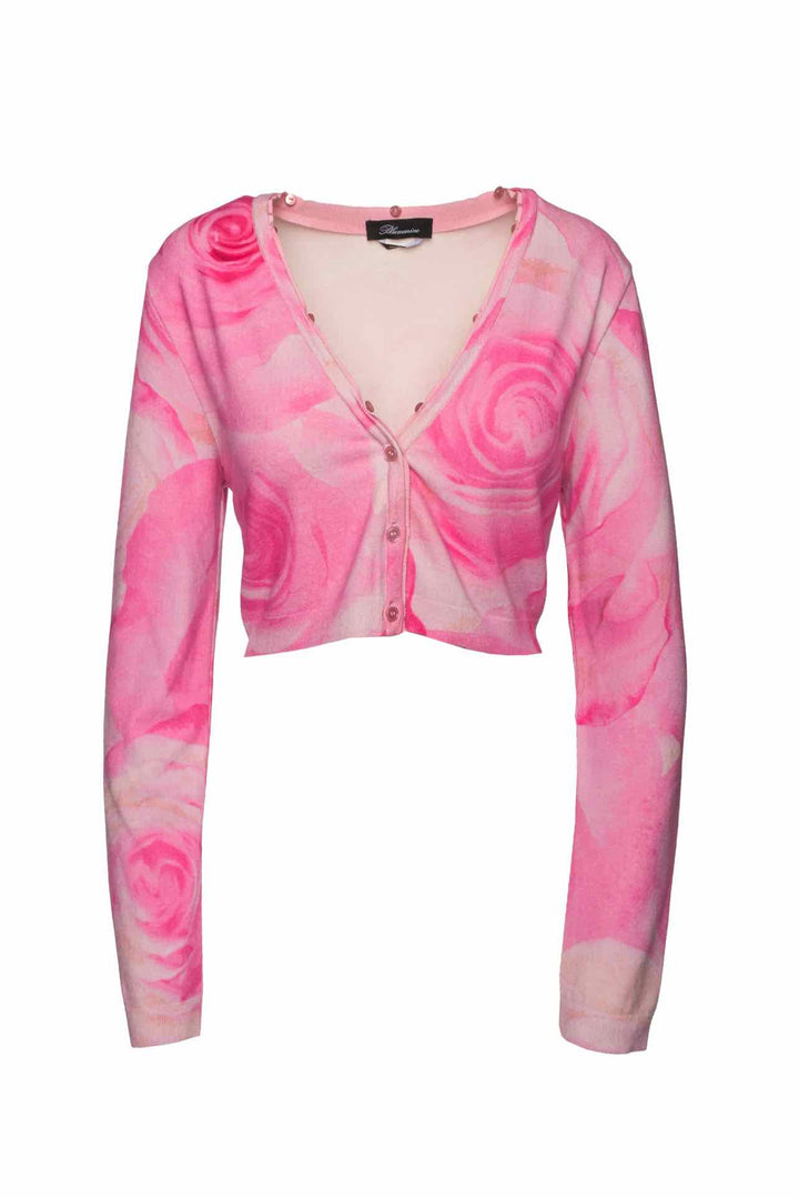 Blumarine Size 8 Floral Cropped Cardigan