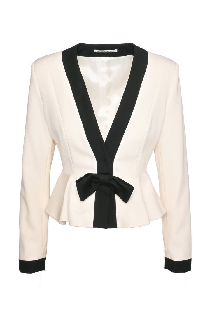 Alessandra Rich Size 40 Bow Front Shoulder Pad Blazer