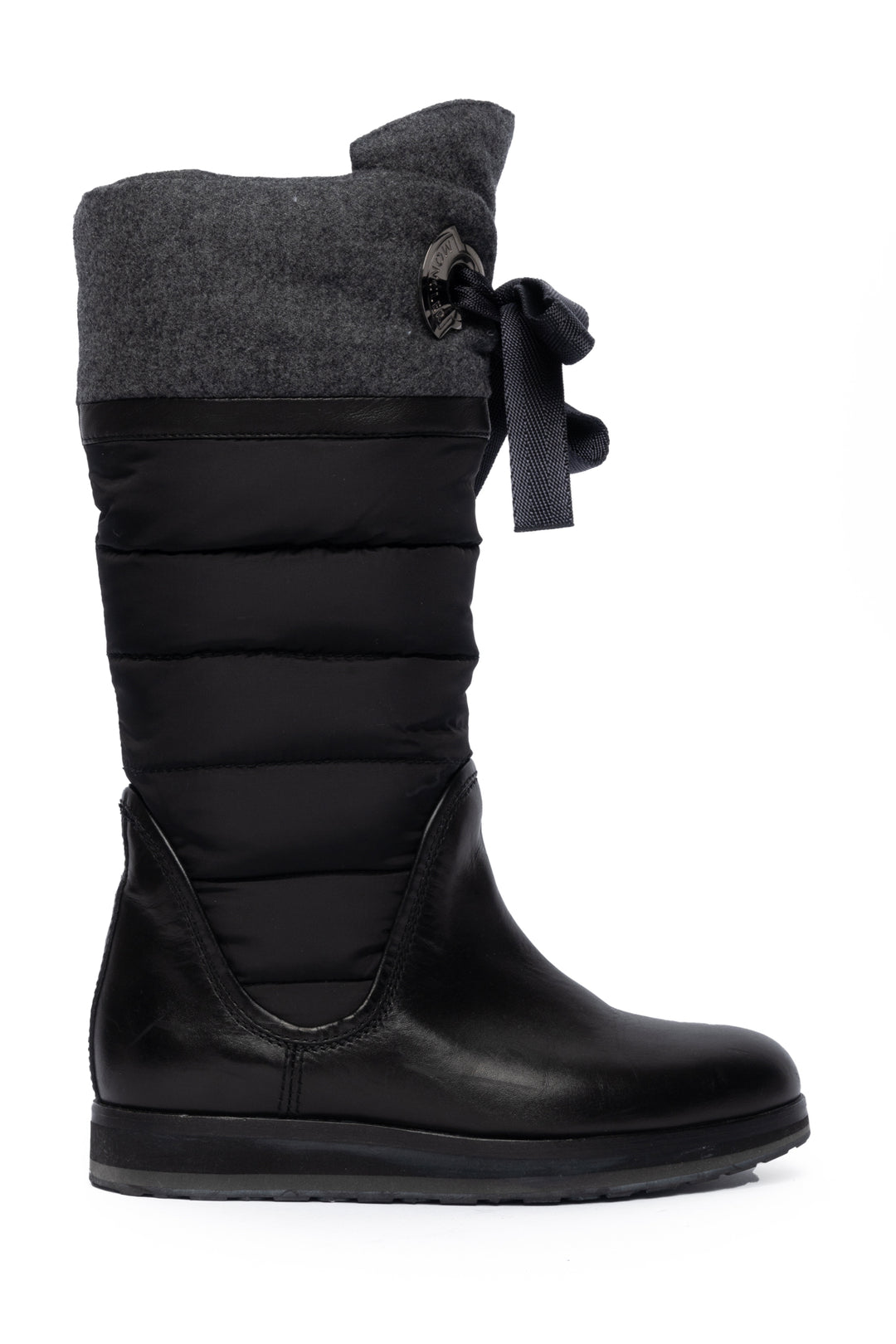 Moncler Size 37 Quilted Nylon & Leather Boots