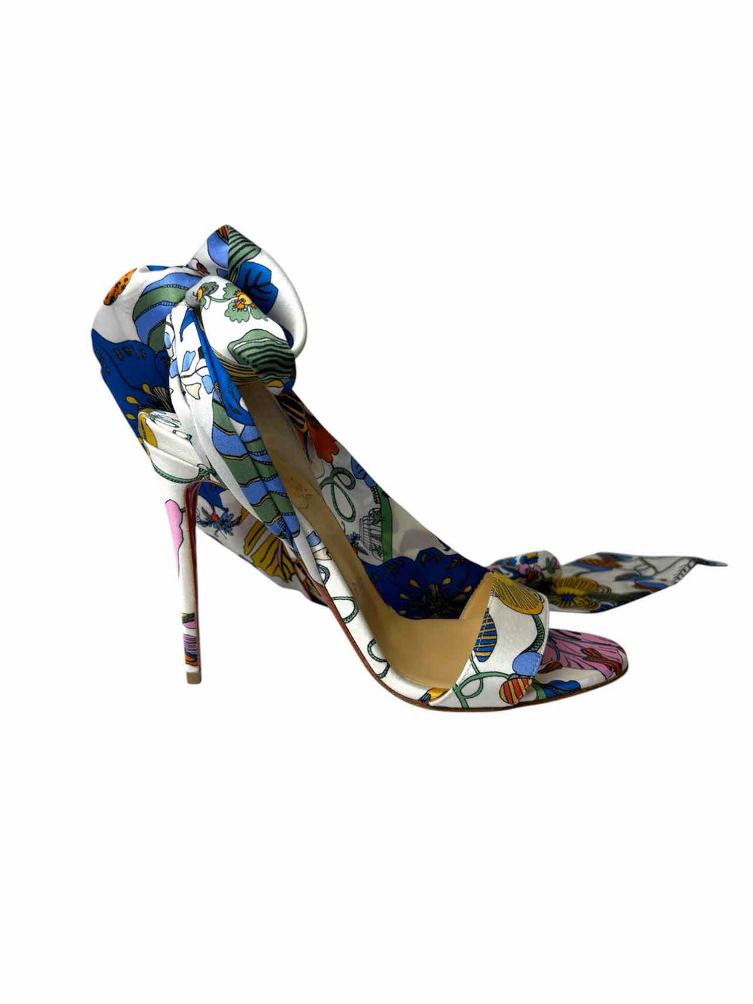 Christian Louboutin Size 38 Desert Botanique Floral Ankle Strap Sandals