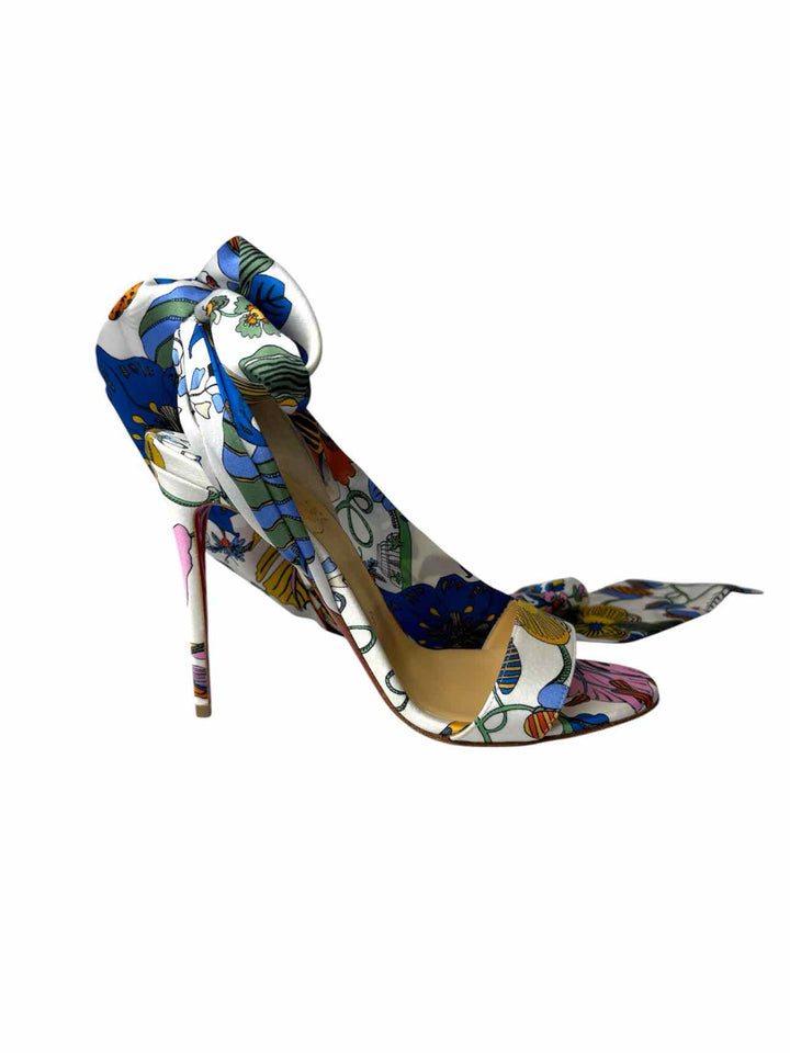 Christian Louboutin Size 38 Desert Botanique Floral Ankle Strap Sandals