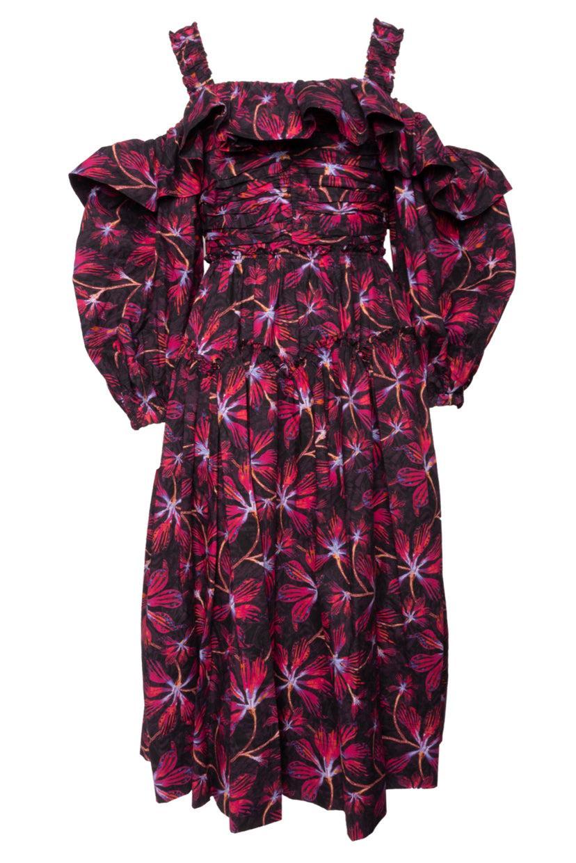 Ulla Johnson Size 6 Caprice Floral Cotton Poplin Midi Dress