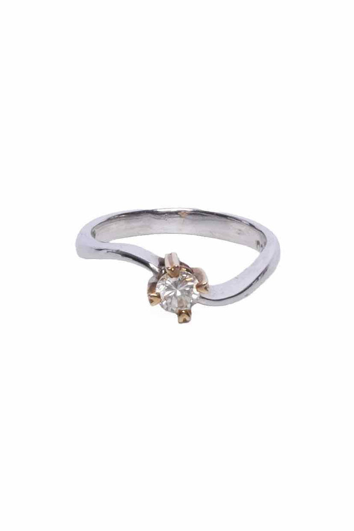 18KT Gold  & Silver Size 5 Diamond Ring