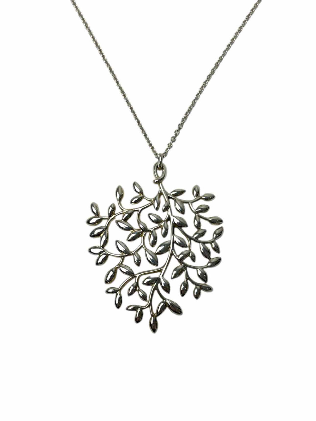 Tiffany & Co 925 Silver Paloma Picasso Olive Leaf Pendant Necklace