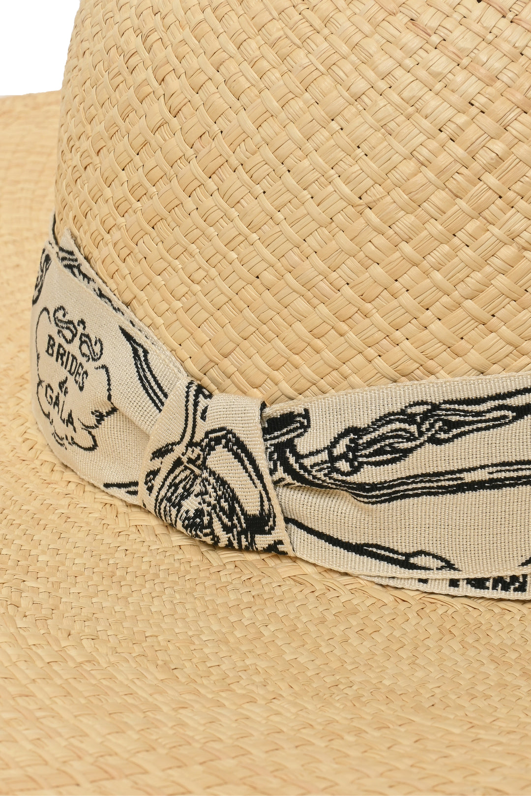 Hermes Size 58 Carrousel Brides De Gala Printed Ribbon Panama Straw Hat