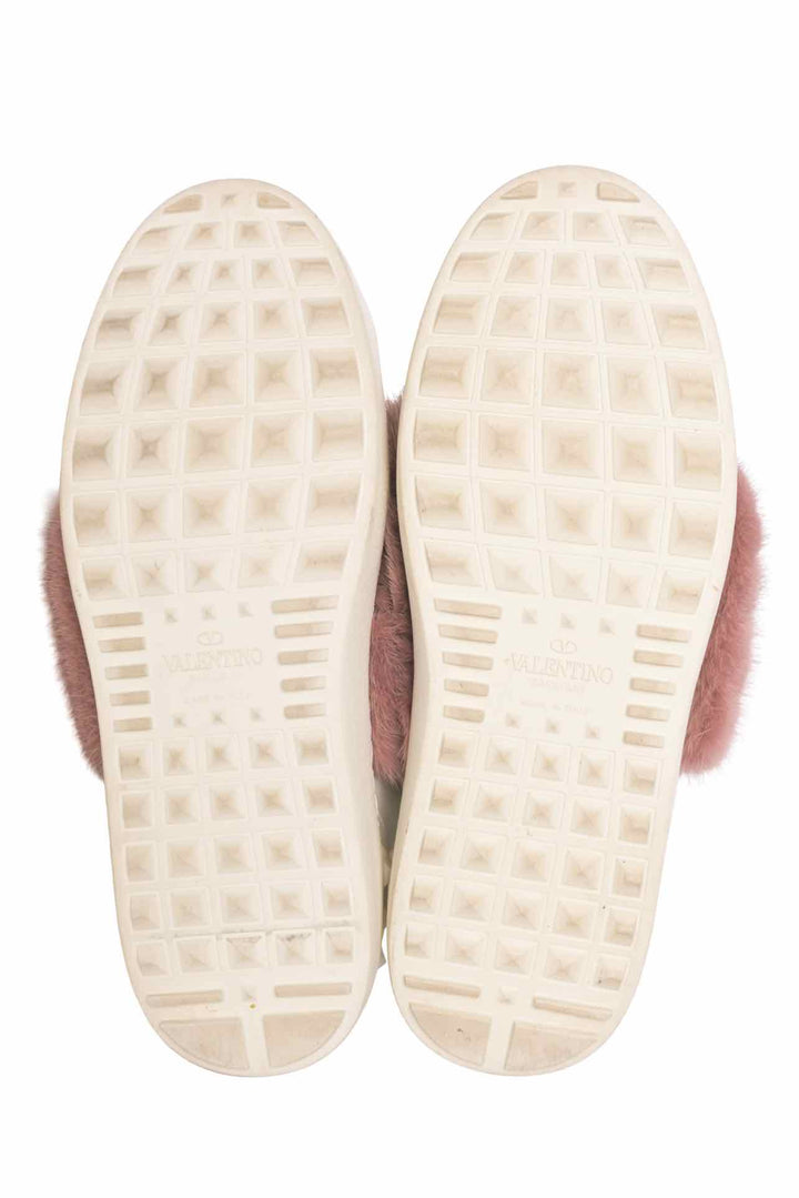 Valentino Size 36 Mink Fur Rockstud Leather Sneakers