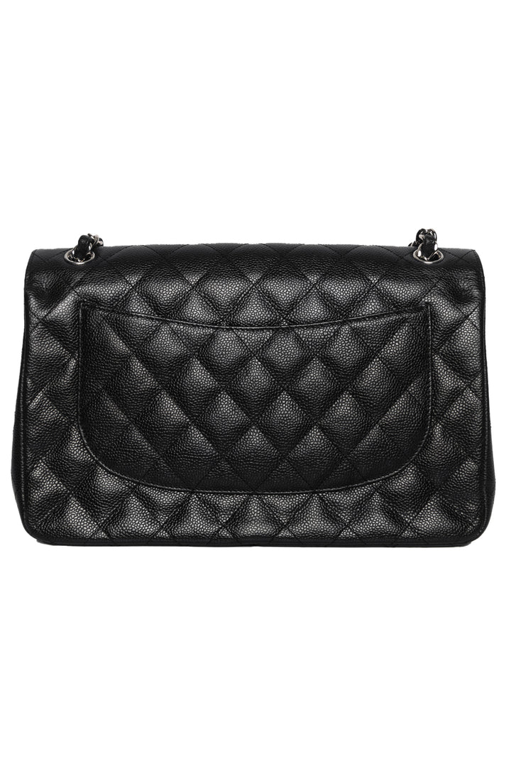 Chanel 2012 Jumbo Caviar Leather Double Flap Shoulder Bag