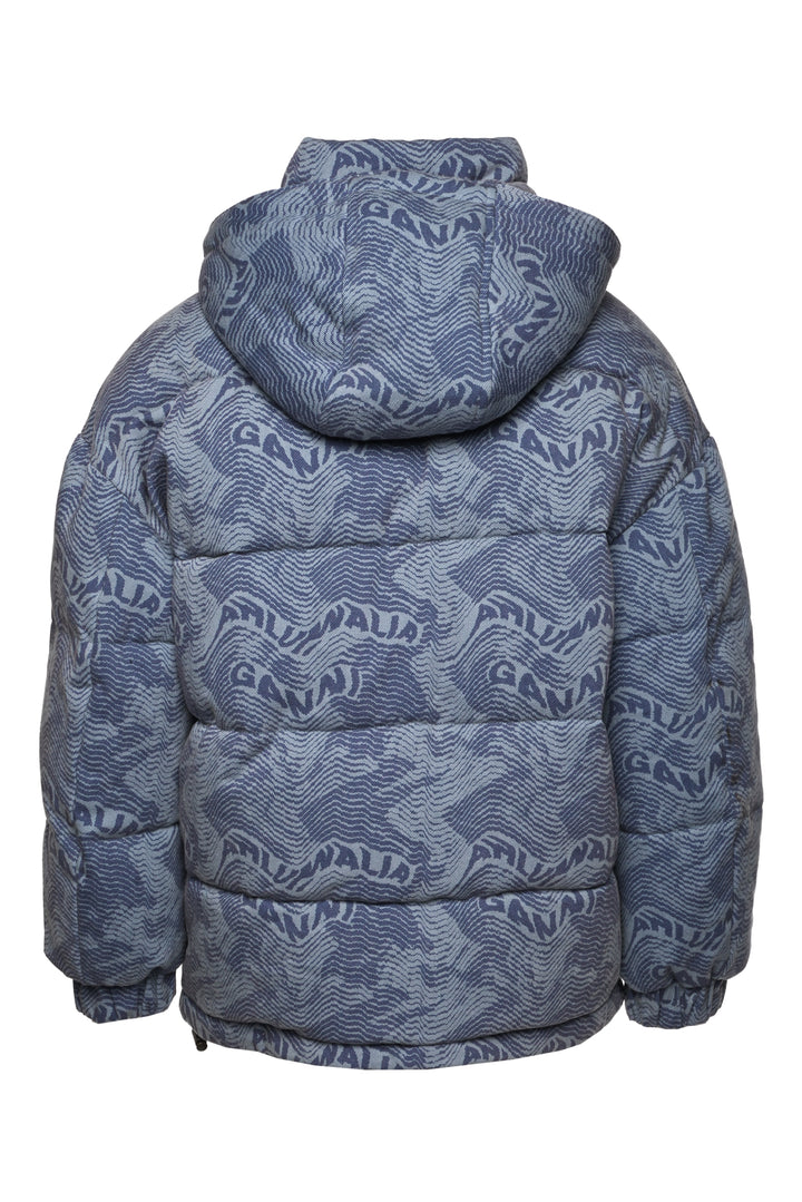 Ganni x Ahluwalia Size XXS/XS Printed Laser Denim Puffer Jacket
