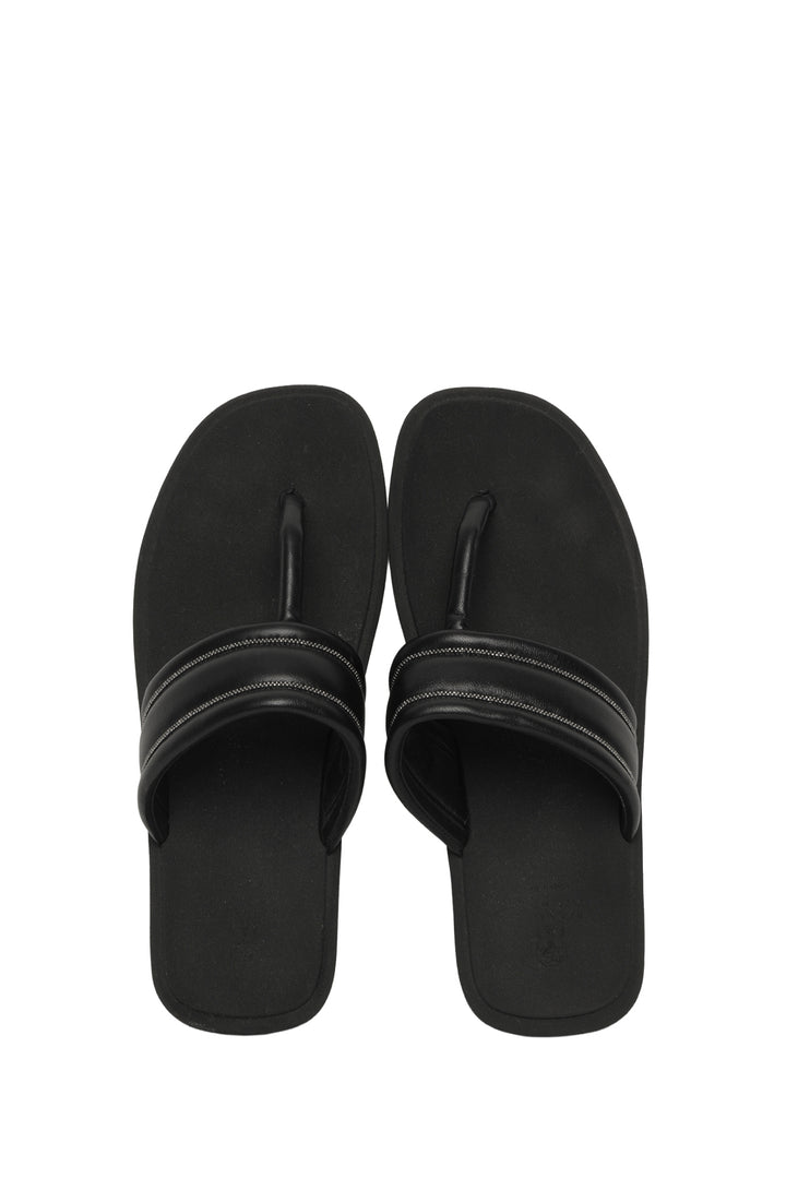 Brunello Cucinelli Size 39 Monili Trim Leather Flip Flops