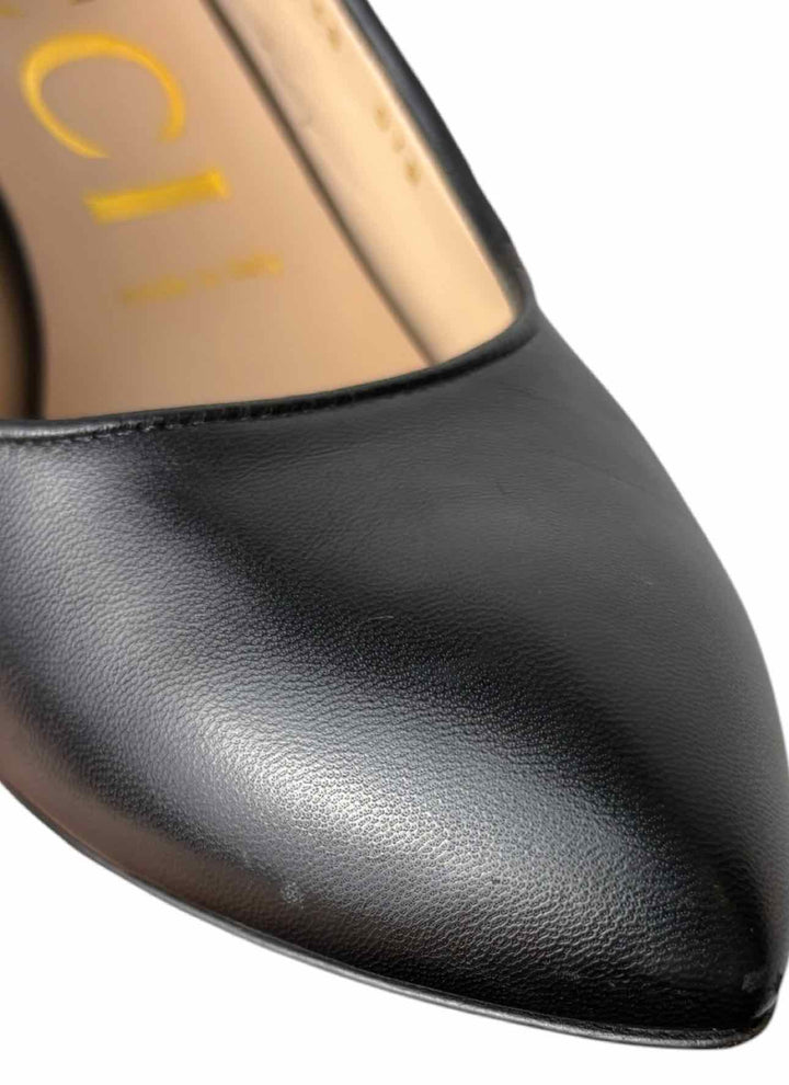 Gucci Size 38 Sylvie Web Embroidered Bee Leather Slingback Pumps