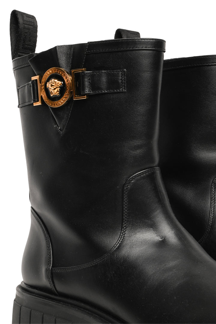 Versace Size 39 Medusa Logo Biker Boots