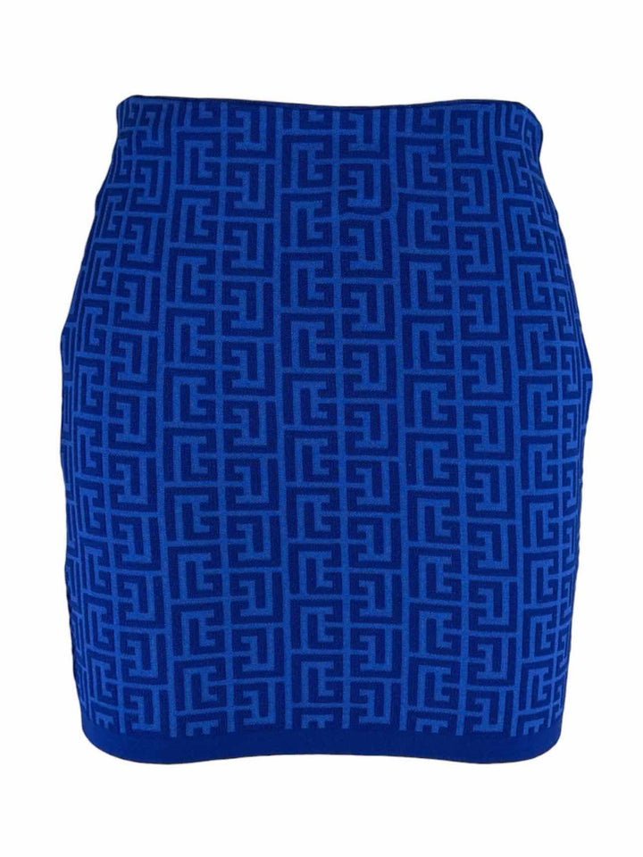 Balmain Size XS Monogram Jacquard Mini Skirt