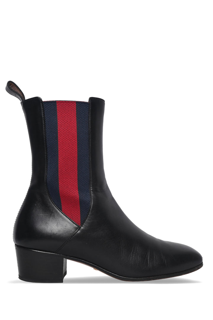 Gucci Size 36.5 Karen Web Ankle Boots