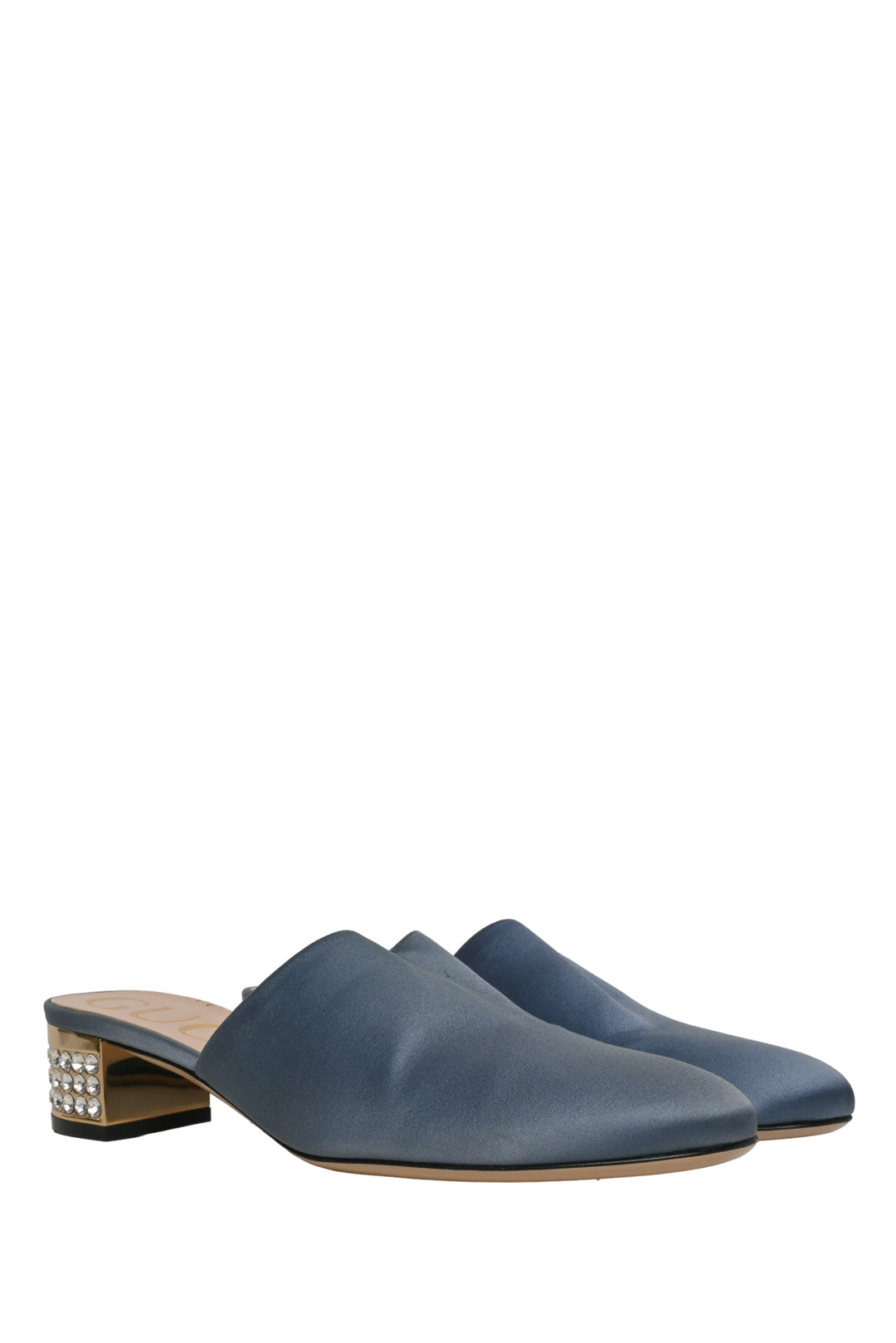 Gucci Size 36 Crystal Bow Accent Satin Heeled Mules