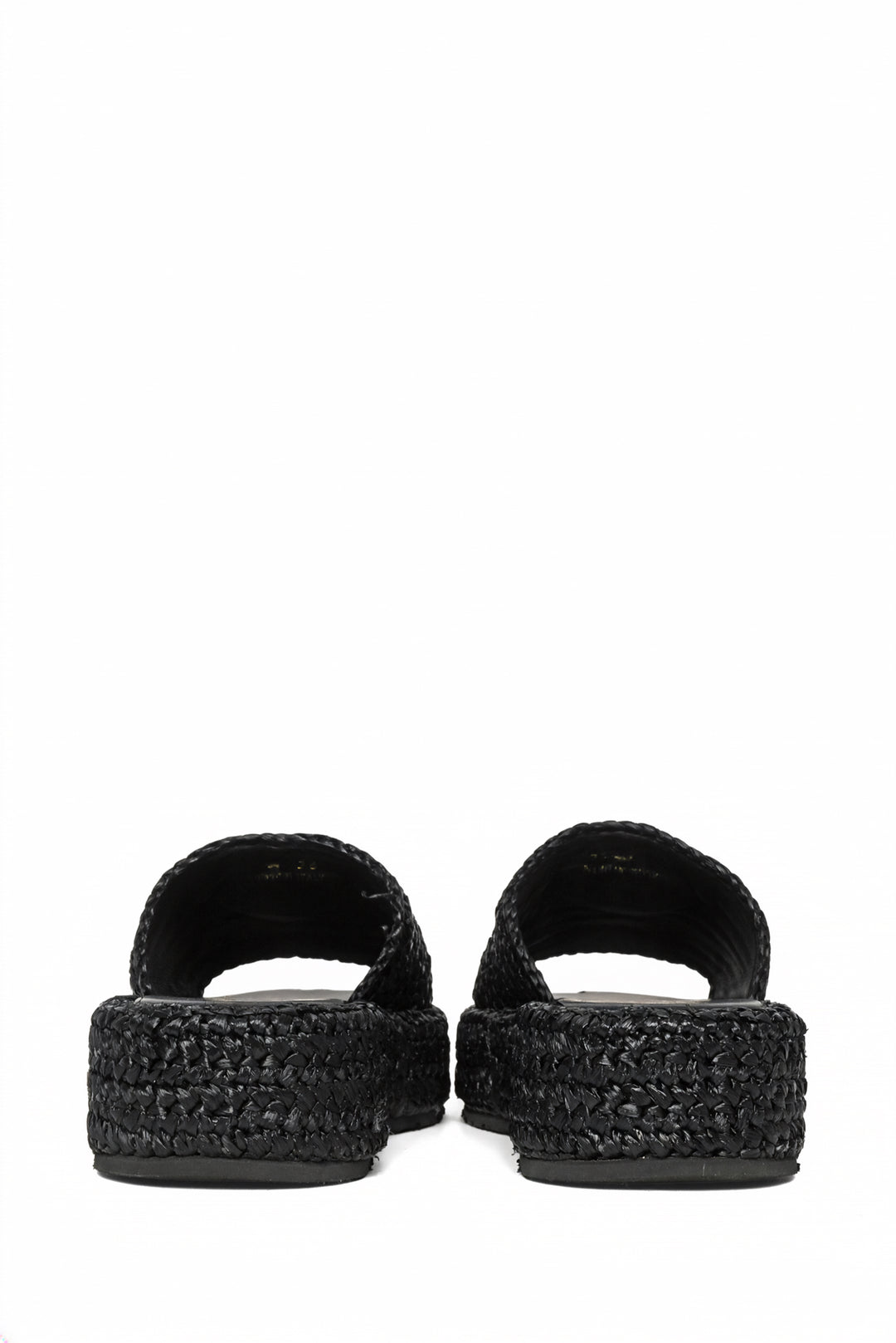 Prada Size 36 Enameled Triangle Logo Plaque Raffia Flatform Slide Sandals