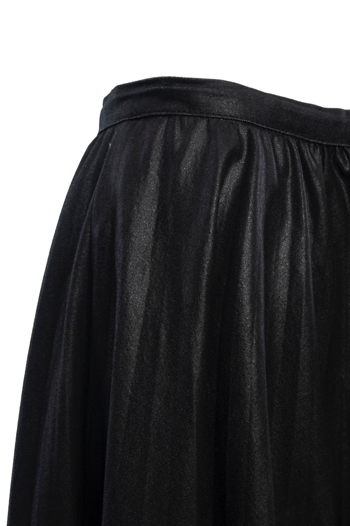 Christian Dior Size 8 Pleated Waxed Cotton Midi Skirt